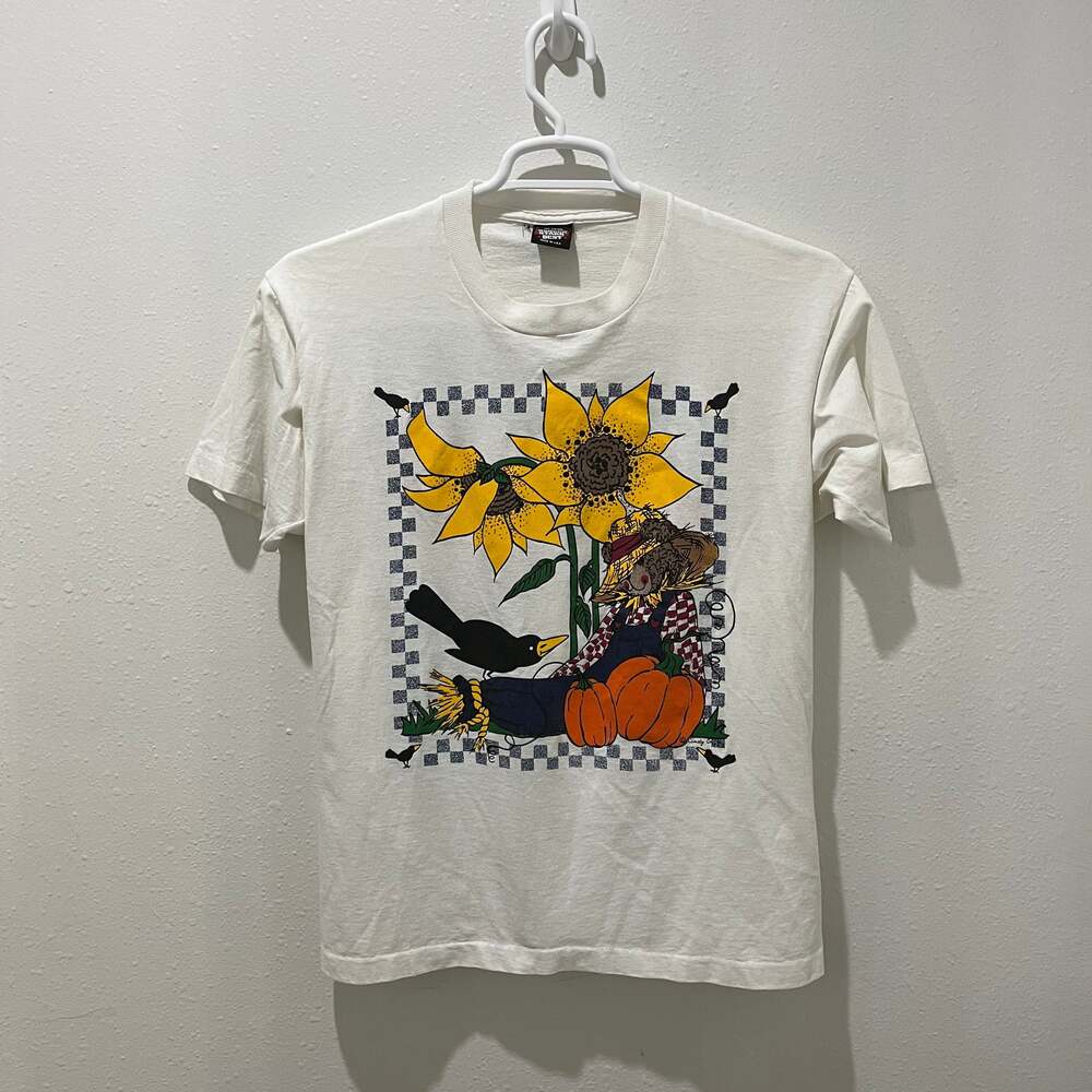 Vintage 1993 Cindy Co farm art tee T shirt white Large
